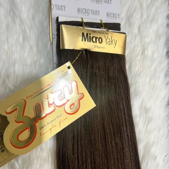 16 In brown #4 100% Human hair Extensions in Straight Hair - Micro yaki Perm - Picture 4 of 5